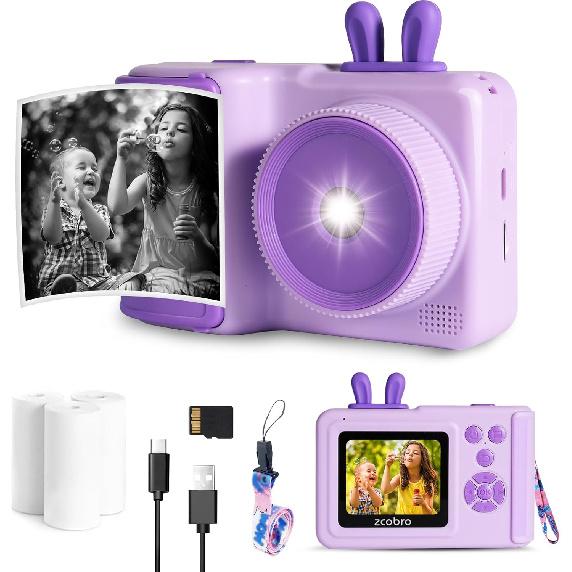 Kids Camera Instant Print Camera for Kids 1080P Toddler Camera That Print Photos Children Instant Cameras Toy for Girls Boys Age 3-12 Travel Kid