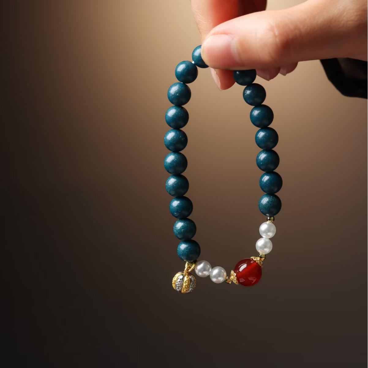 

Blue Alchemist Natural Incense Bead Bracelet: Ancient Method, National Style, Original Literary Design, Buddhist Beads, Women s Gift. 8 mm