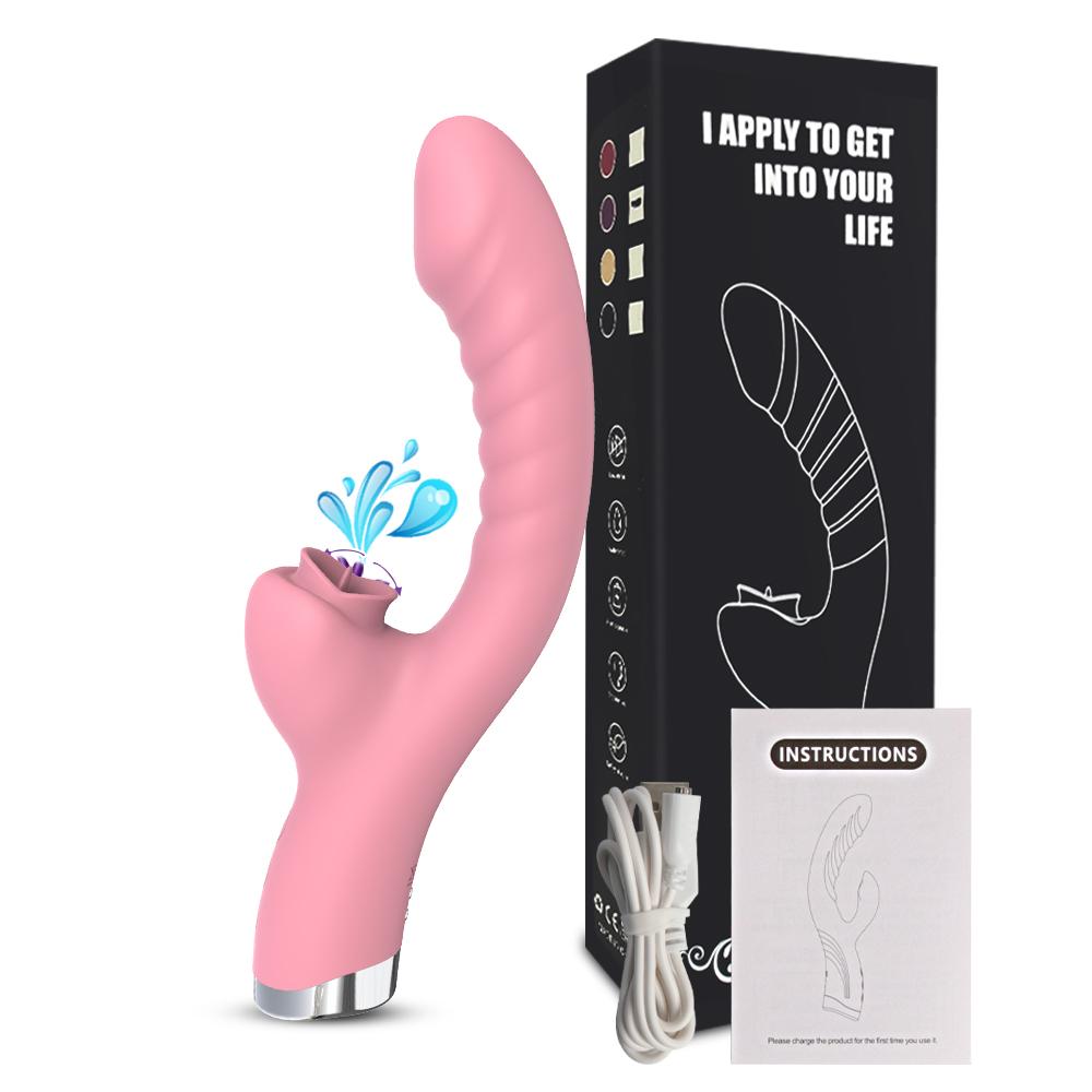Vibrator pentru femei 2 în 1 Mașină de lins Stimulator de clitoris G-Spot Puternic vibrator Dildo Baghetă Femeie Clitoris Sucker Jucării sexuale pentru adulți