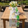 Easter Bunny Eggs Floral Grass Linen Table Runner Party Decor Spring Colorful Flowers Butterfly Table Runners Easter Decorations