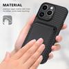 Detachable Magnetic Card Holder Phone Case for iPhone 15 Pro,Carbon Fiber PU Leather Coated PC+TPU Cover