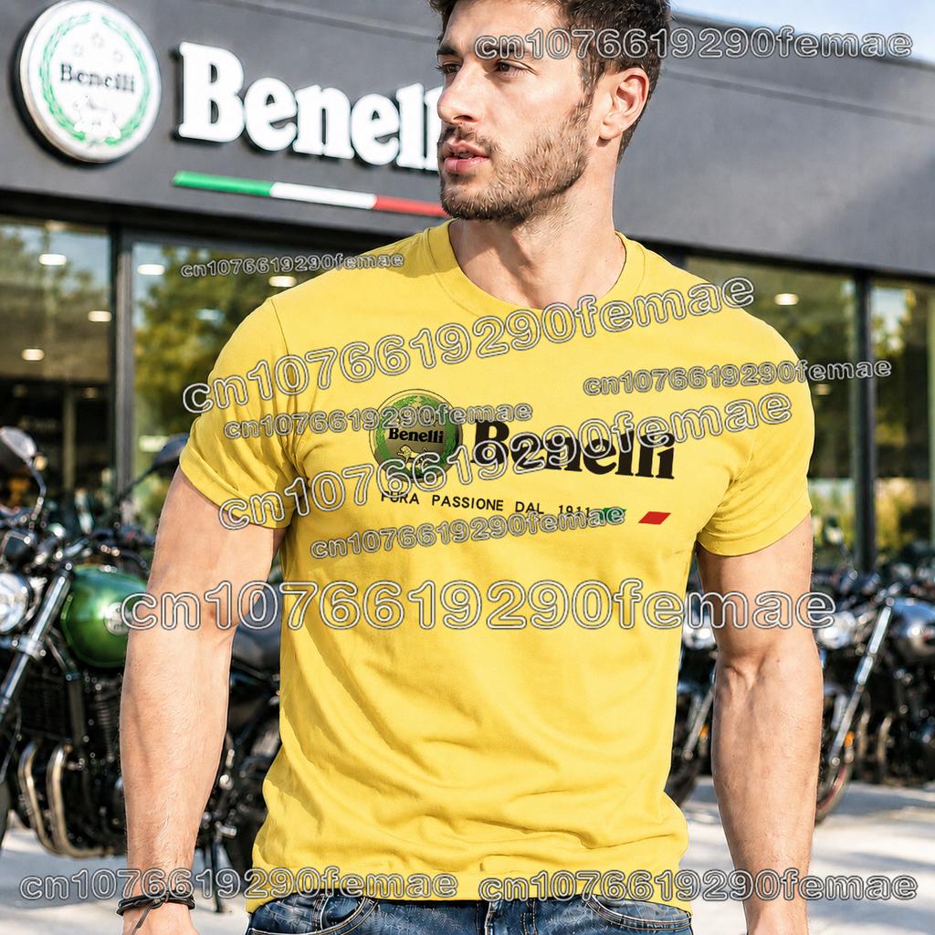 Klassisches Benelli Motorrad Grafik T-Shirt Unisex Weiche Baumwolle Outdoor Lässig Streetwear Mode Biker Shirt Bequemes Oberteil