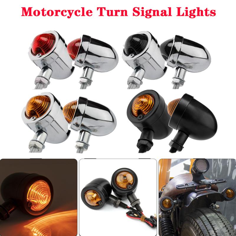 Bullet Motorcycle Turn Signal Lights Indicator Amber Blinker Retro Lamps For Harley Davidson Honda Yamaha Cruiser Bobber Chopper