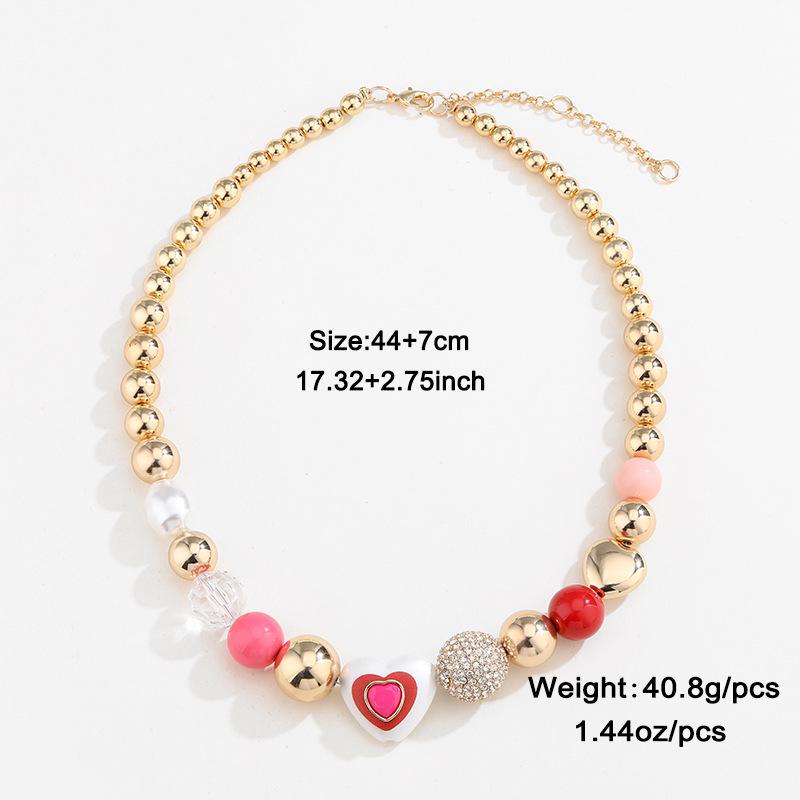 Kenjie Spring Beaded Necklace & Heart Pearl Bracelet Set for Women - European & American Fashion.