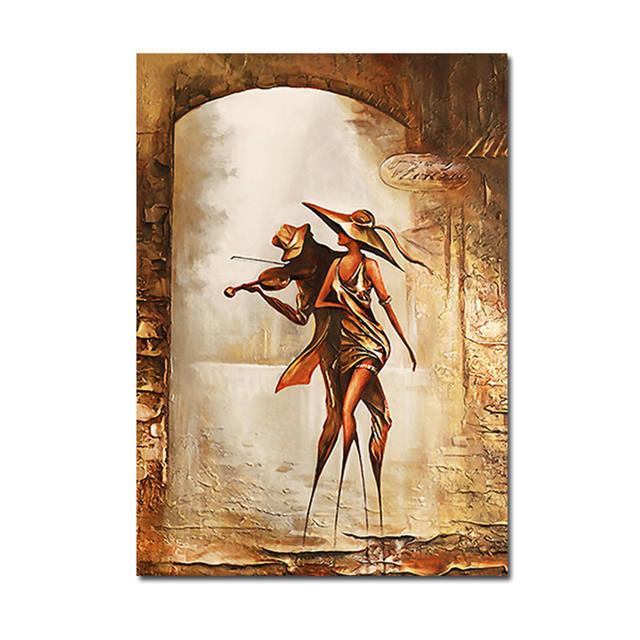 Golden Vintage Beauty Posters and Prints Nordic Love Romantic Couple Art Canvas Painting Living Room Mural Picture Decoration No Frame