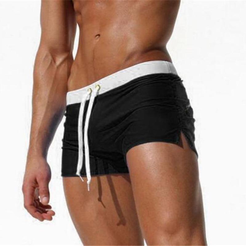 Men's Swimming Trunks New Fashion Boxer Swimming Trunks Anti-embarrassment Solid Color Nylon Swimming Trunks