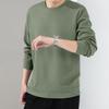 Männer Herbst Frühling Top Einfarbig Rundhals Langarm Lose Dicke Weiche Pullover Lässig Mittellang Einfacher Stil Elastische Männer Sweatshirt