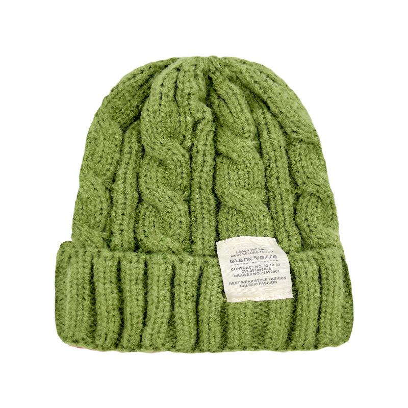 New Solid Color Twist Wool Hat Women's Winter Warm and Cold Hat Men's Versatile Jacquard Letter Knitted Hat