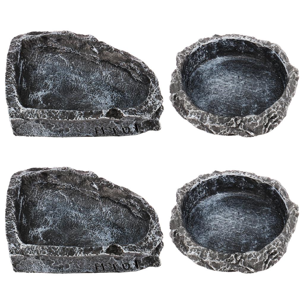 4Pcs Reptile Water Dishes and Food Bowls Resin Amphibian Feeding Bowl Pet Supplies for Frog Chameleon Tortoise Bearded Dragon