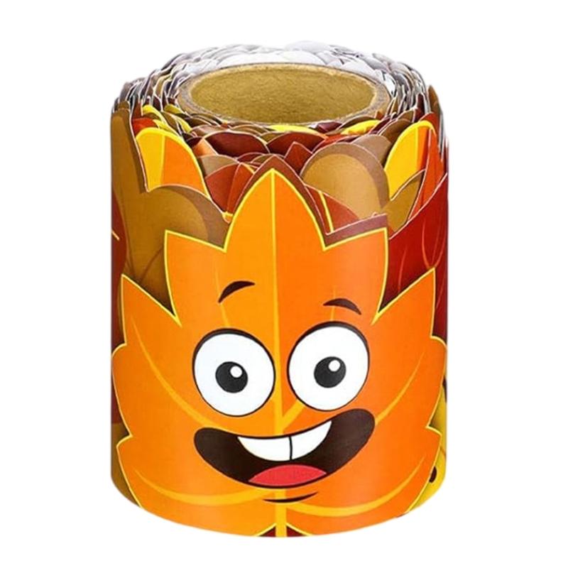 

10m Pumpkin Leaf Bulletin Board Border Autumn Decorative Classroom Border Adhesive Bulletin Board Trim for School