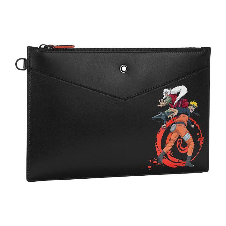 Montblanc X Naruto Collaboration Brand Print Zipper Crossbody Clutch Men bags Black Red 129708