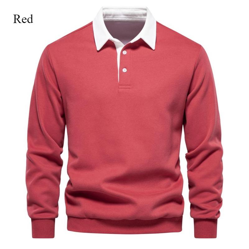 2024 New Autumn Winter Long-sleeved Polo Neck Hoodie Casual Sports Shirt Fashion Design Men's Cotton Top