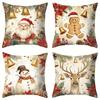 Christmas Themed Pillowcases: Santa, Gingerbread, Snowman, and Deer Designs! Sofa Cushion Cover New Year Home Room Decoration