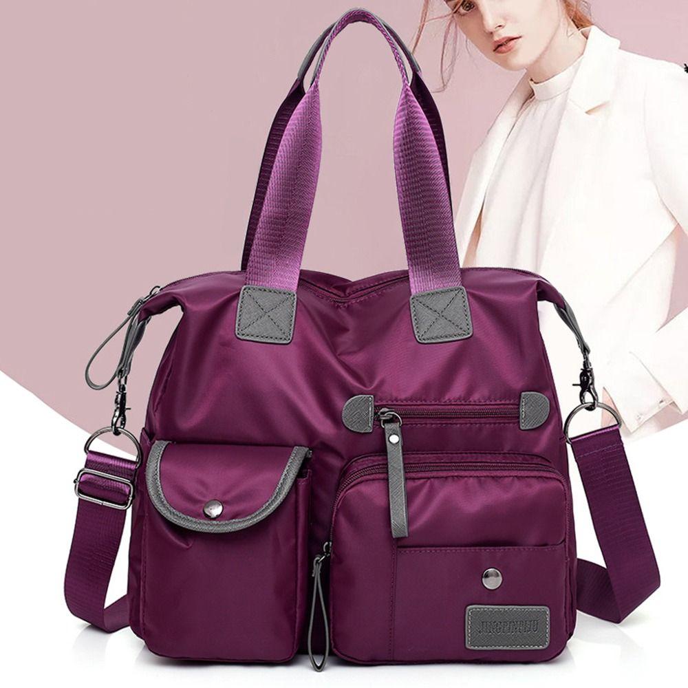 Fashion Oxford Tote Bag Large Capacity Waterproof Nylon Shoulder Bag Lightweight Multi-pocket Travel Crossbody Bag
