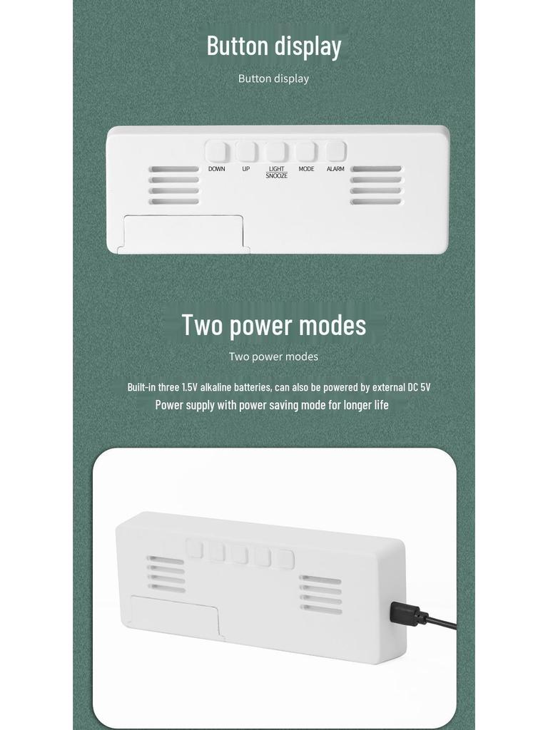 Multifunctional Voice-Controlled Digital Alarm Clock: Minimalist, Colorful Large Screen for Students & Desktops