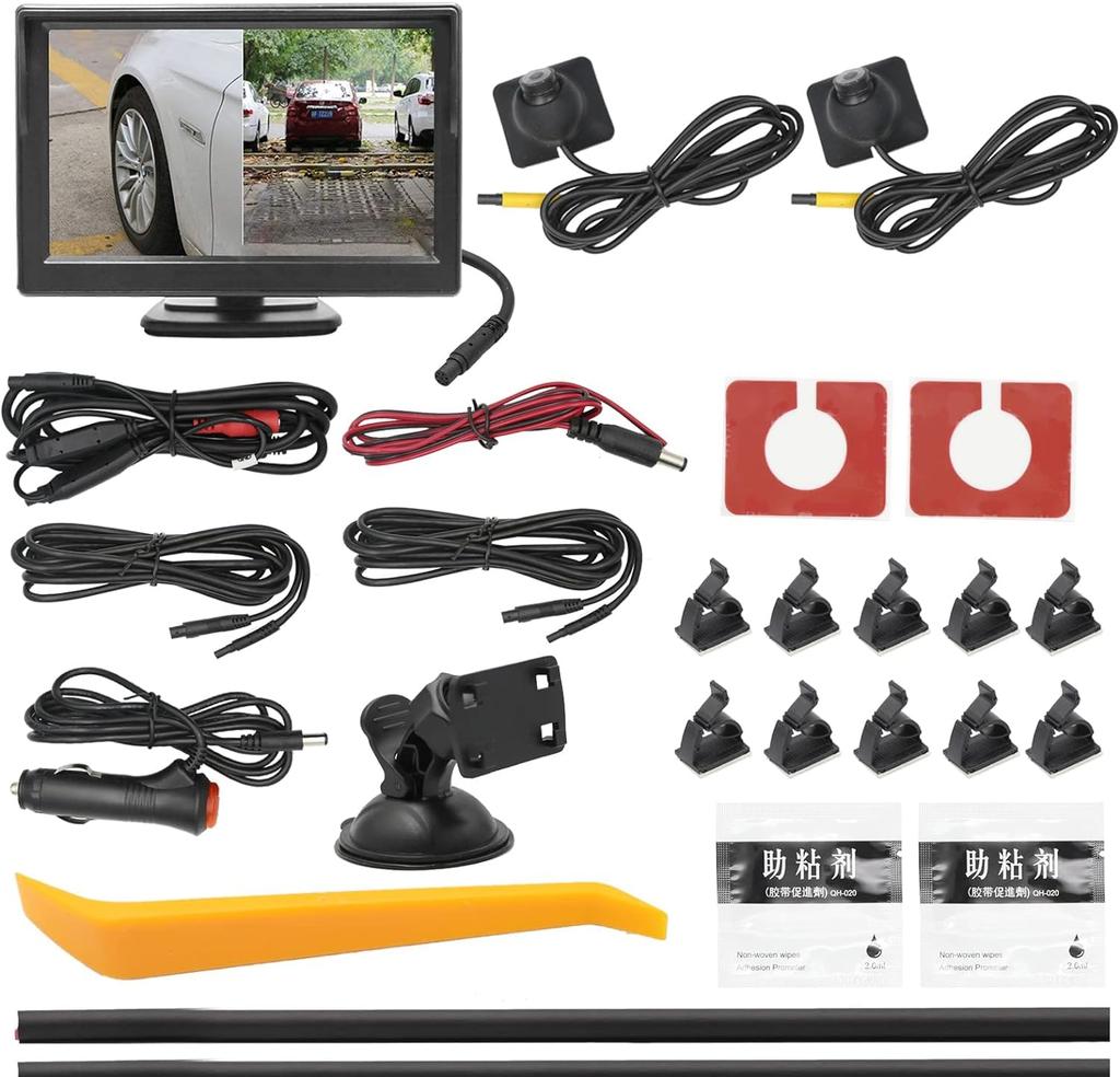 OBEST Monitor Backup Camera Set with and Right Blind Spot Image Super Strong Night Cigarette Lighter Power Easy 12V Universal 5-inch Side, Left,