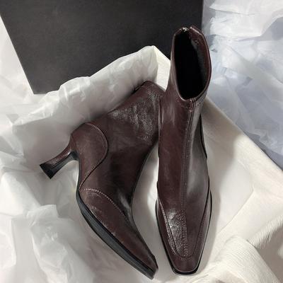Autumn Winter Thick Heel Women Ankle Boots Elegant Pointed Toe Thin Heels Shoes Street Style Banquet Party Short Botas Mujer
