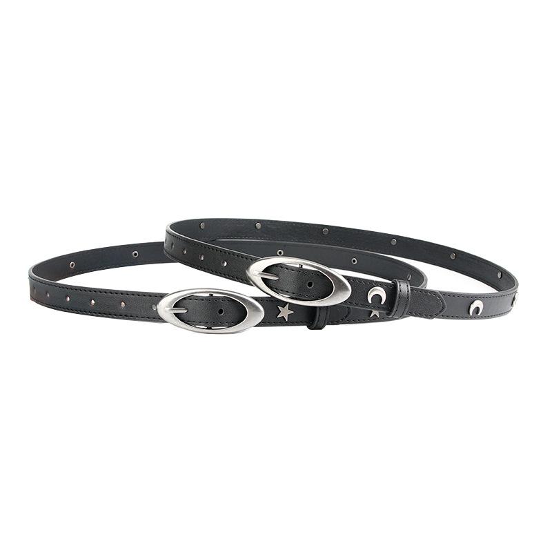 Xiaohongshu Retro Black Crescent Star Women's Fashion Dress Belt
