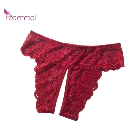 Damskie figi Koronkowe otwarte krocze Plus Sleep Colthes Rozmiar Sexy Wear Pure Color Sweet G-string