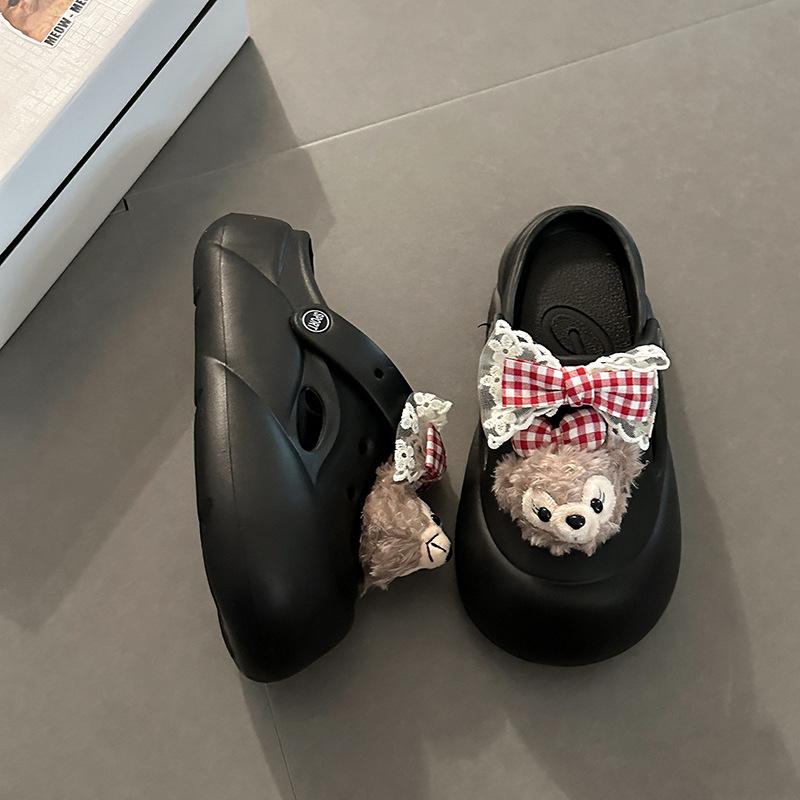 Cute Shirley Mei Hole Shoes Women's New Summer Wear Beach Cool Thick Sole Half Drag Bag Head Drag