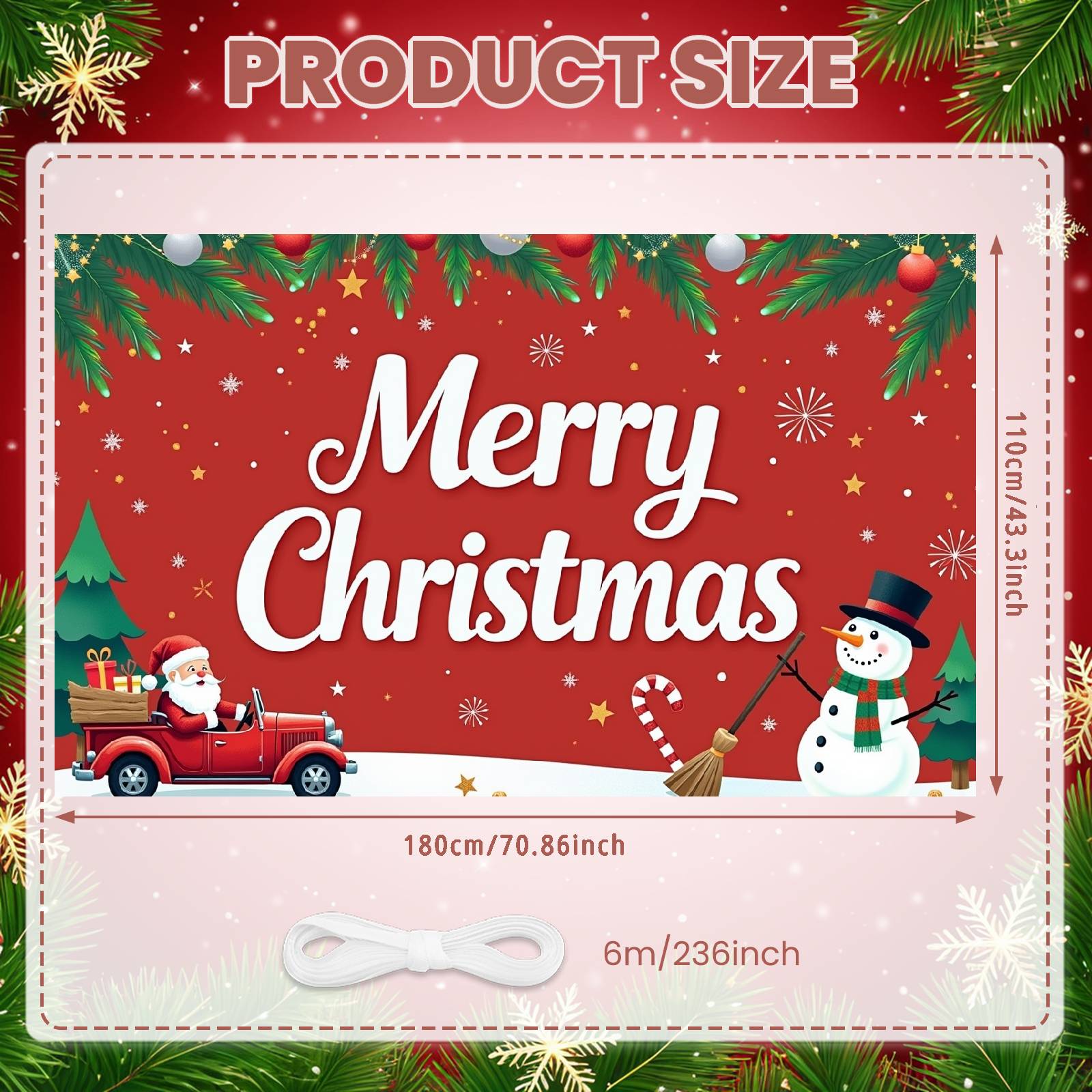 Xmas Backdrop Santa Claus Winter Backdrop Santa Banner Gift Box Snowman Display For Christmas Party Indoor Decoration Winter