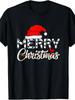 Christmas TShirt for Women Merry Christmas Cartoon Print with Santa Hat And Snowflakes MoistureWicki