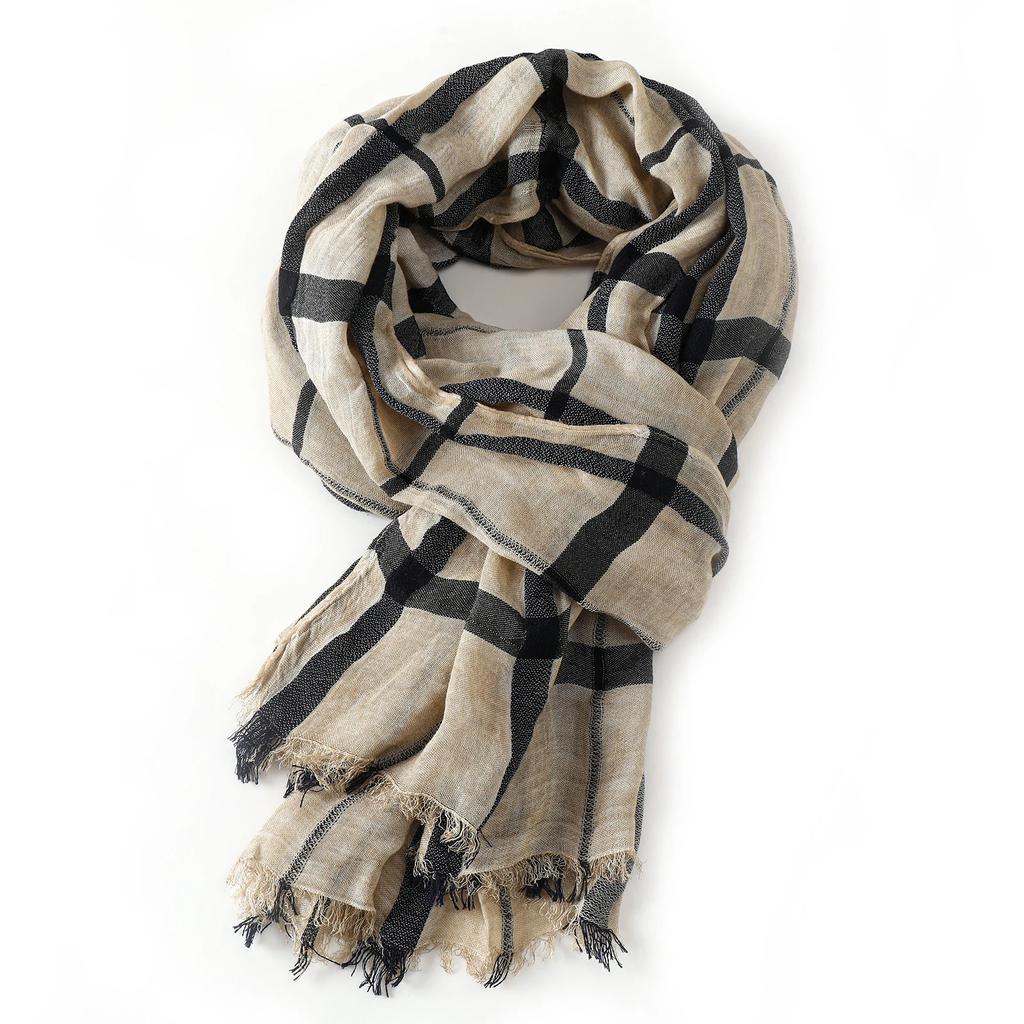 Fashion Plaid Cotton Linen Men Scarves Autumn Winter Warm Men'S Scarf Short Tassel Bufanda Male Accessories Pashmina Shawl