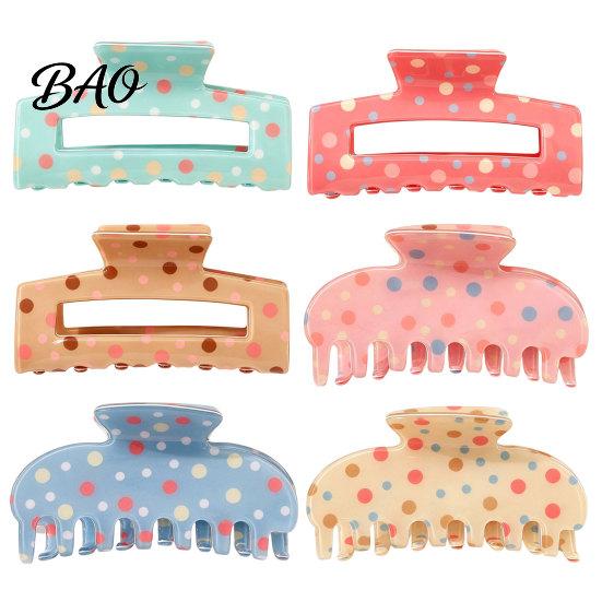 Versatile Hair Claw for Ponytail Colorful Polka Dot Clip Women, Sweet Macaron Style Non-slip Shark Half Up Bun Clips Gripper Thick Hair, Lightweight