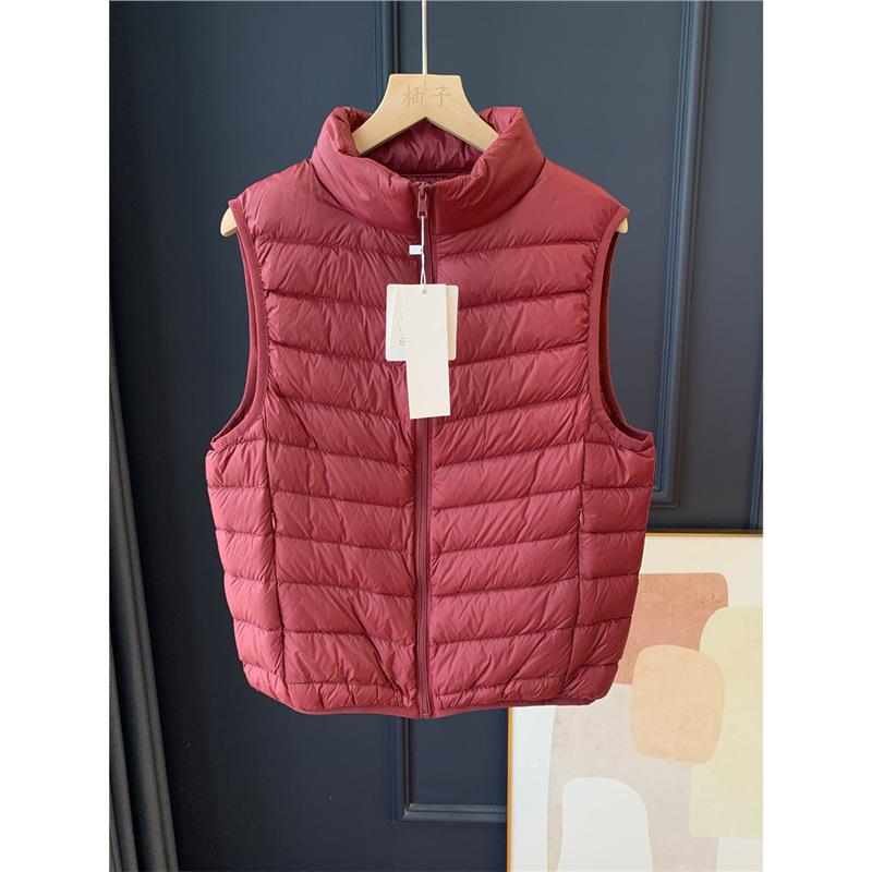 Women's Stand Collar Down Vest Sleeveless 90% White Duck Down Lightweight Winter Plus Size Waistcoat Gilet
