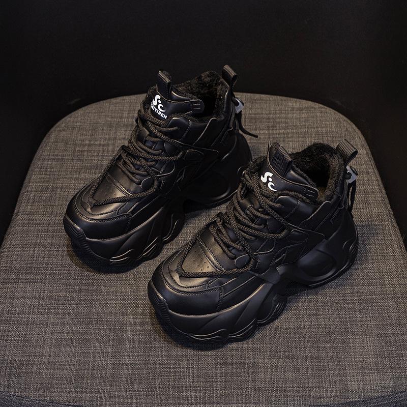 Platform Dad Shoes Women 2025 Season New Inner Height Increase 8cm Internet Celebrity Same Casual Versatile Fashion Style Lace-up Women