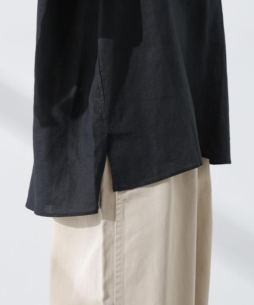 Nano Universe Linen Pullover Size F Women's Anti-Smell V-Neck Shirt, Black, 010, 673-5121301