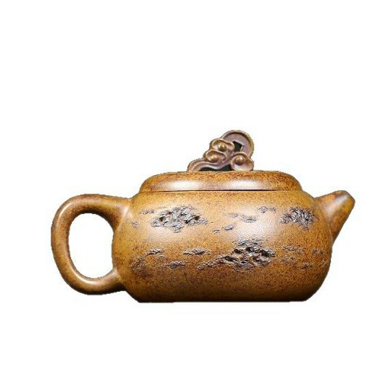 Handmade Yixing Dragon Bone Gold Sand Kung Fu Tea Set by Renowned Artist