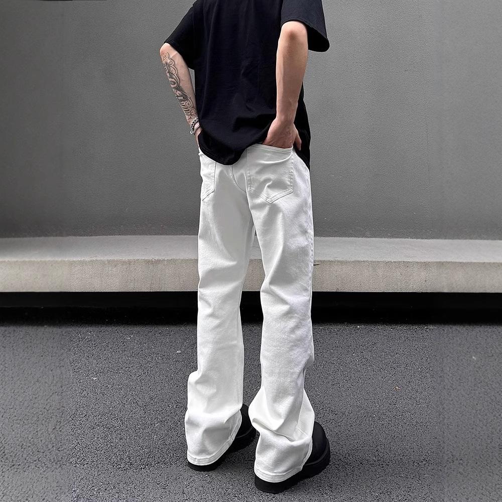 American high street white jeans men's spring and autumn straight slim fit slightly versatile couple pants tide ins