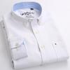 Business Menn oxford Fritidsskjorter Langermet Regular Fit Solid Lettstelt med brystlomme
