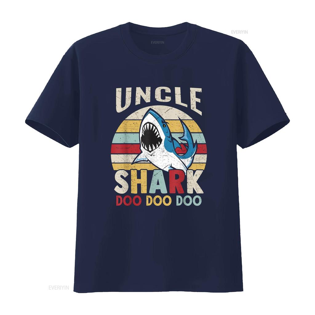 Fathers Day Funny Uncle Shark Relative Men T Shirt vintage Washed graphic designer clothes streetwear homme Stylish Unisex