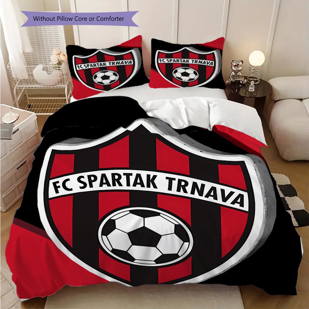 FC Spartak Trnava - sada povlečení, prošívaná deka, povlak na polštář, bytová dekorace, dárek k narozeninám (1 * povlak na peřinu + 2 * povlak na polštář, bez jádra)