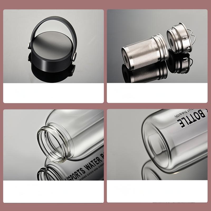 GIANXI Transparent Glass Cup With Lid Household And Kitchen Portable Coffee Cup 2000ML High-Capacity Filterate Water Bottle