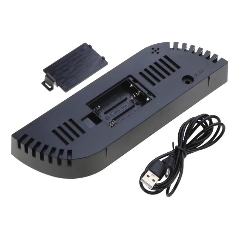 Bedroom desktop alarm clock LED mirror surface electronic clock sleepy digital temperature and humidity student alarm clock