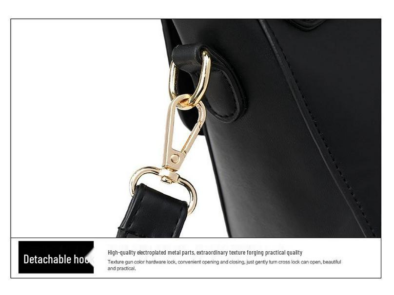 Borsa a tracolla da donna versatile in vera pelle - Borsa alla moda monocolore, semplice, di grande capacità, trendy