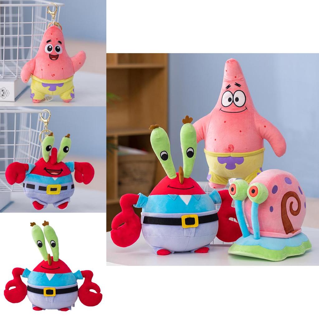 Fluffy Spongebob Patrick Star Squidward Plush Toy Pendant Soft Stuffed Doll For Girls And Boys