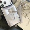 Korean ins silver leather three-dimensional bow, suitable for Apple 17 mobile phone case, new iPhone17promax high value 15 trend 14 flash diamond 13