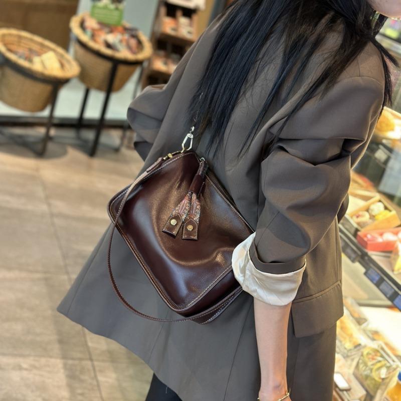 

Вместительная универсальная сумка-подмышка из натуральной кожи, сумка-кроссбоди из мягкой коровьей кожи и высококачественная женская сумка на одно плечо кофейный