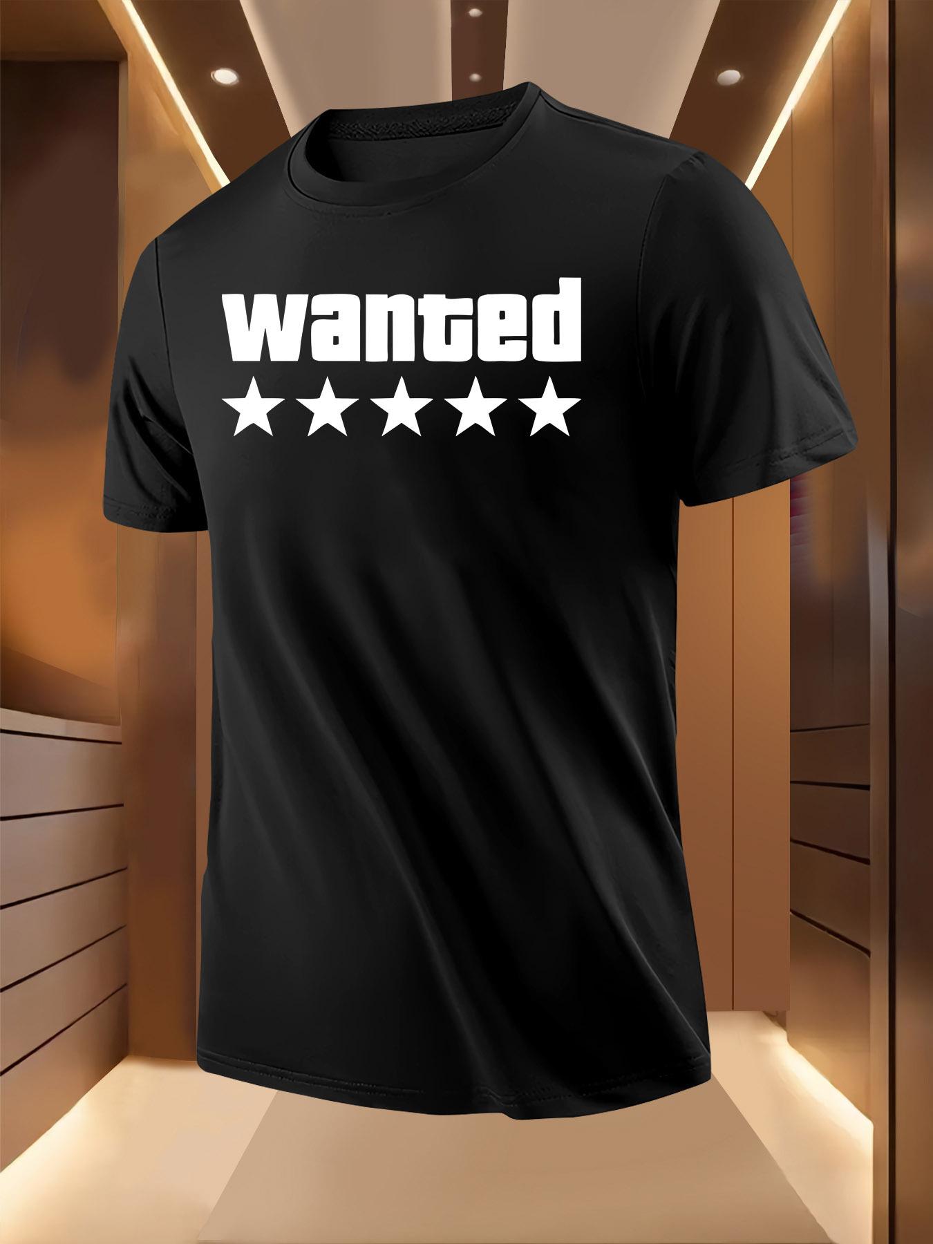 Wanted Star Print Tshirt - Breathable Summer Casual Short... L