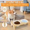 Pet Feeder Double Bowl Ceramic Dog and Cat Bowl with Bamboo Stand Elevated Neck Guard Dog Food and Water Bowl Pet Accessories