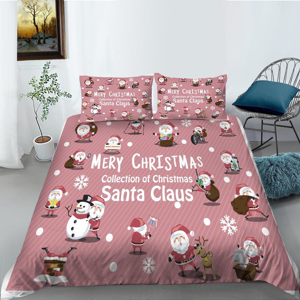 Christmas Series Quilt Cover Pillowcase Three-Piece Set Children'S Gift Digital Printing Polyester