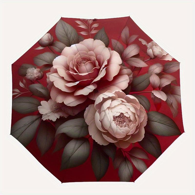 1pc Vintage Floral Bouquet Umbrella with Plastic Handle,Suitable for All Seasons Home Travel Outdoor UmbrellaB1613