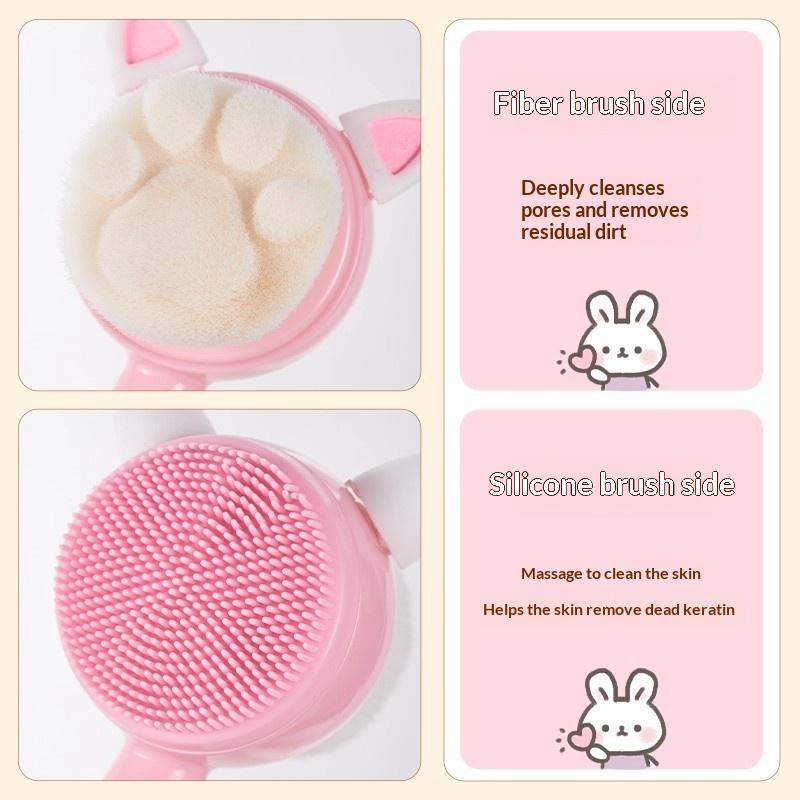 3D Double Sided Face Wash Brush Silicone Facial Cleansing Brush Manual Massage Facial Brush Soft Bristles Exfoliator