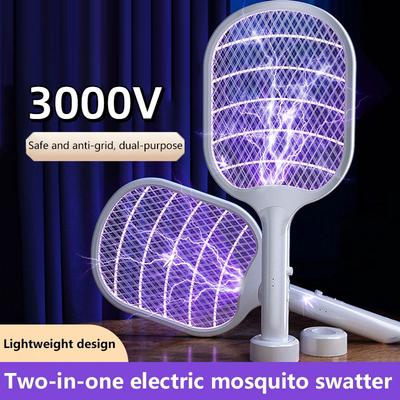 3000v Electric Mosquito Swatter 2-in-1 Rechargeable Mosquito Swatter Household Multifunctional Automatic Mosquito Swatter