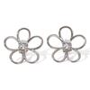 Light Luxury Minimalist Hollow-out Flower Stud Earrings with Zircon Inlay, Designer Ear Jewelry, Titanium Steel Accessories