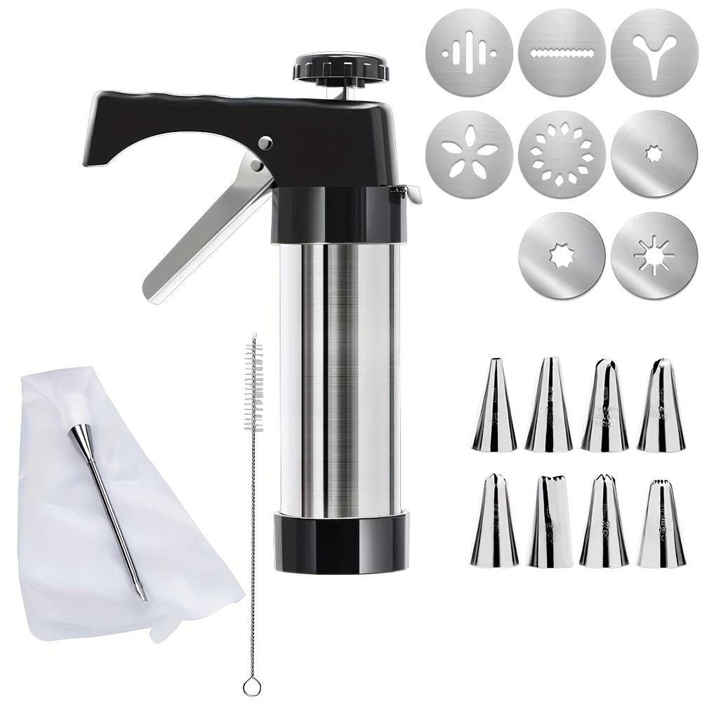 

1Set Stainless Steel Churro Maker Machine, Doughnut Maker , Western/Latin Fruit Shaped Cookie Press, Manual Churro Press Gun with Piping Bag